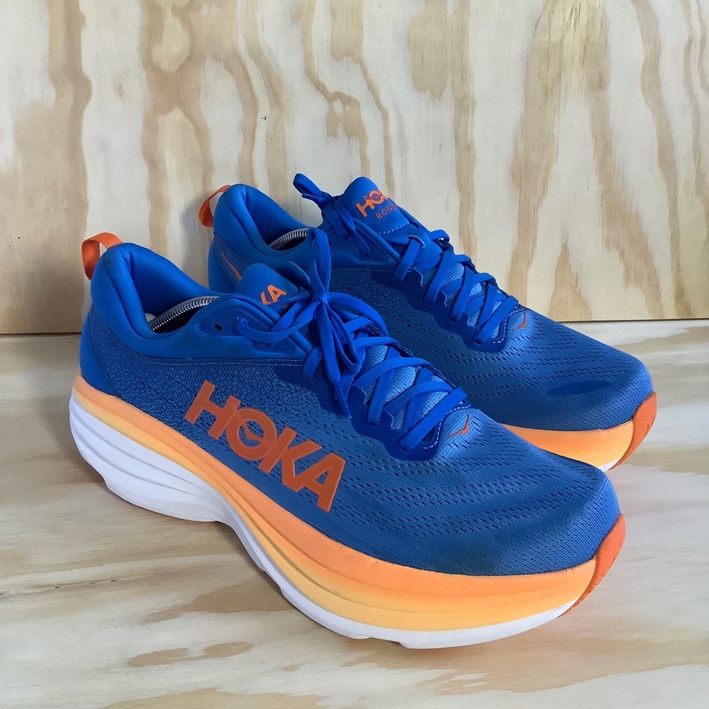 Hoka Bondi 8 Mens Running Shoes Blue Orange 1123202 CSVQ Size 13D